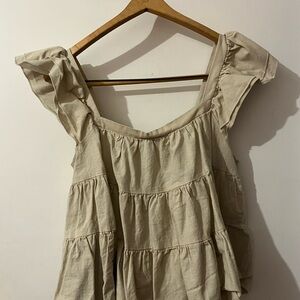 SHEIN Beige Tiered Ruffle Blouse